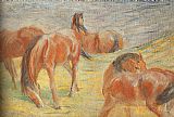 Franz Marc Canvas Paintings - Grazing Horses I